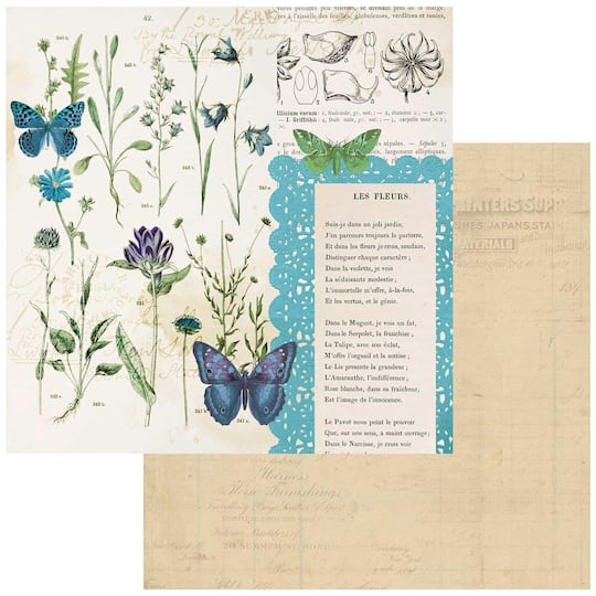 49 and Market Curators Botanical Collection Les Fleurs 12&#x22; x 12&#x22; Double-Sided Cardstock, 20 Sheets 